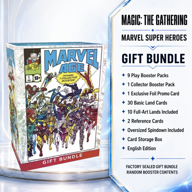 Magic: The Gathering Marvel Super Heroes Gift Bundle English Edition, Factory Sealed MTG Card Game Box with 9 Play Boosters, 1 Collector Booster, Foil Promo, Full-Art Lands and Storage Box, Collector Gift-1