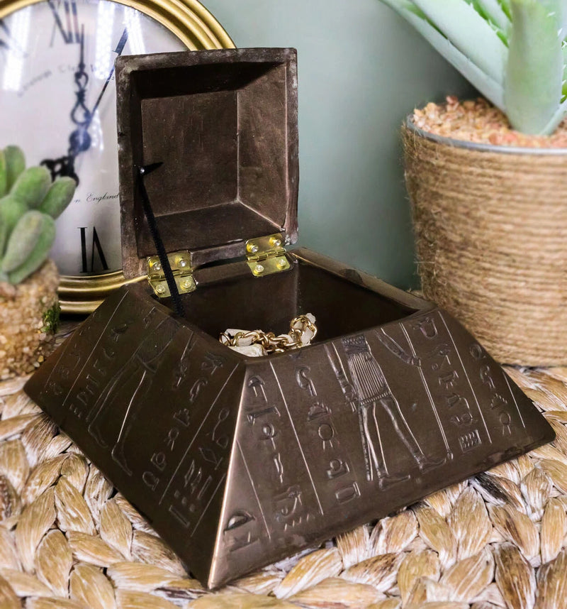 Ancient Egyptian Isis Sekhmet Horus Anubis Pyramid Jewelry Trinket Box 6"L-7