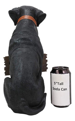 Lifelike Black Labrador Retriever Dog With Welcome Jingle Collar Sign Statue-7