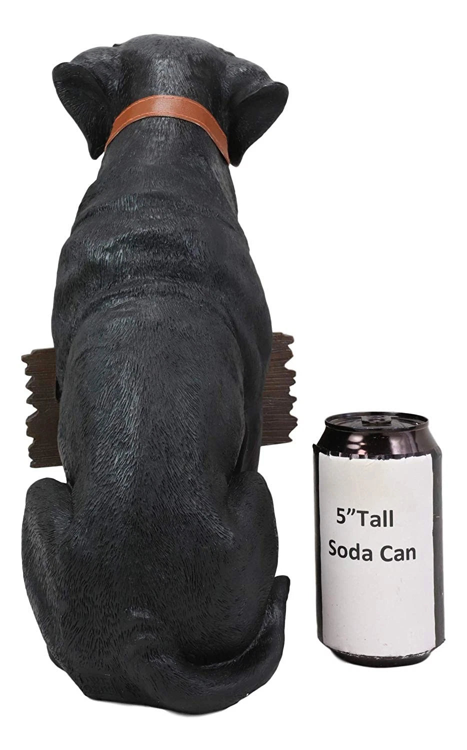 Lifelike Black Labrador Retriever Dog With Welcome Jingle Collar Sign Statue-7