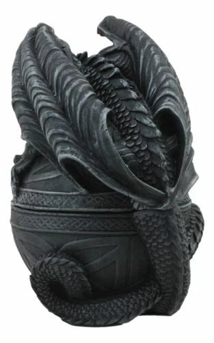 Bone Collector Celtic Druid Dragon Sitting On Gyrosphere Orb Jewelry Trinket Box-5