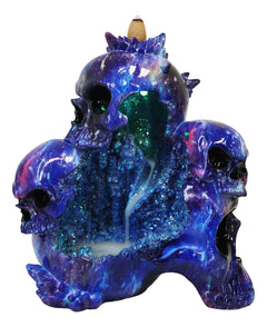 Blue Gothic 3 Ghastly Skulls LED Death Mountain Cavern Backflow Incense Burner-7