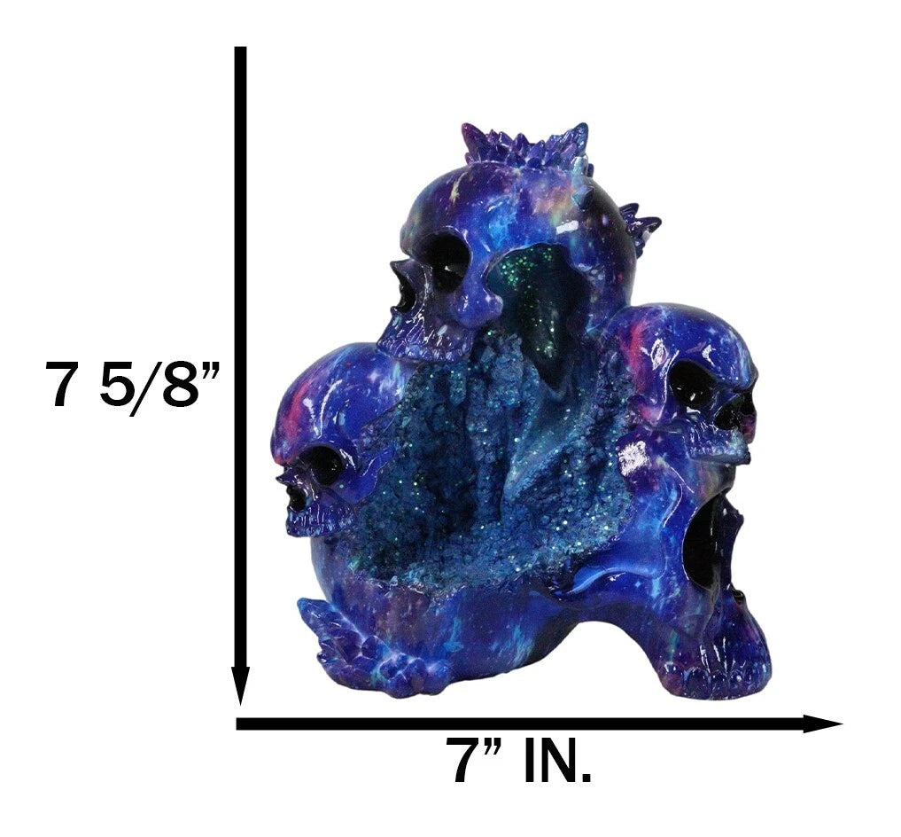 Blue Gothic 3 Ghastly Skulls LED Death Mountain Cavern Backflow Incense Burner-8