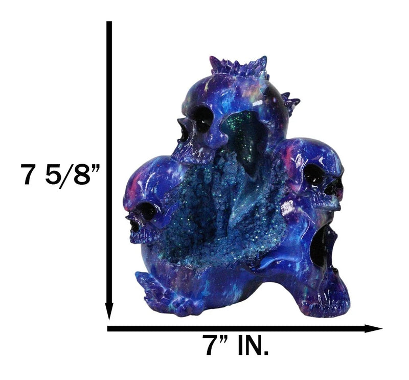 Blue Gothic 3 Ghastly Skulls LED Death Mountain Cavern Backflow Incense Burner-8