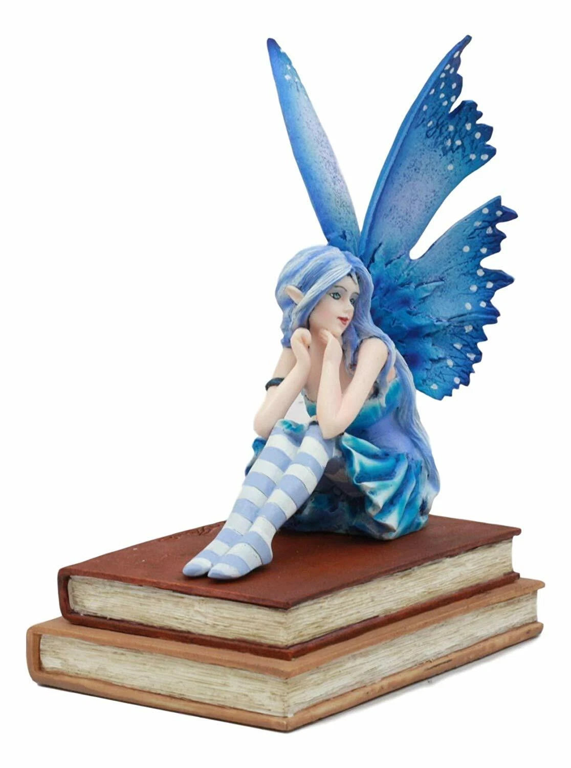 Amy Brown Pretty Blue Moon Scholar Book Muse Fairy Statue 6.5"H Fantasy-4