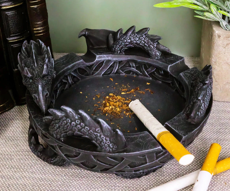 Medieval Fantasy Celtic Gerwolf Sleeping Dragon Round Cigarette Ashtray 5.75" L-7