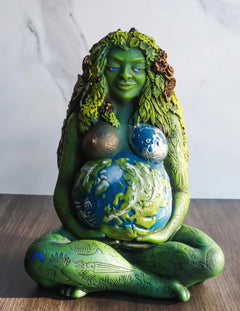 7" Millennial Gaia Mother Goddess Te Fiti Statue Oberon Zell (Earth Green)-9