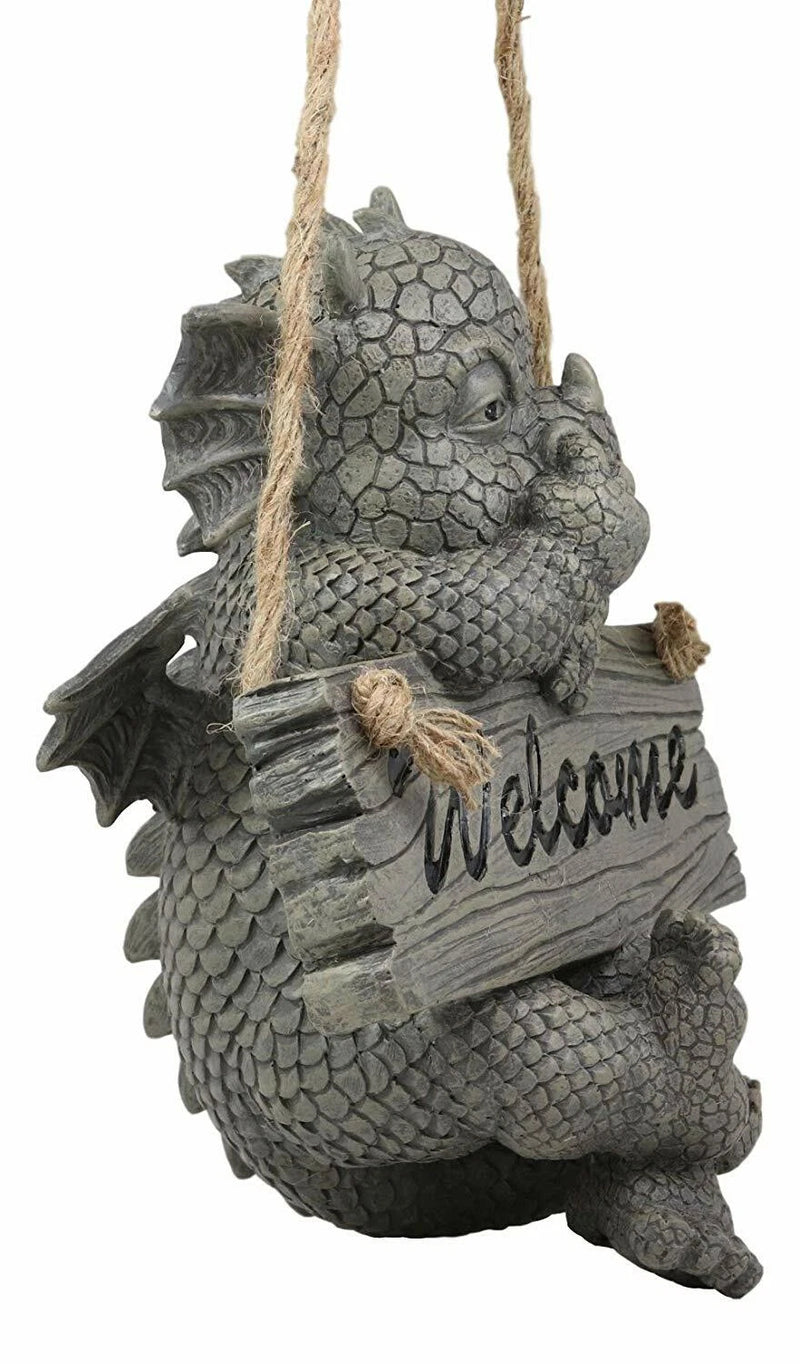 Jute Strings Hanging Welcome Garden Dragon Statue Nose Picker Wyrmling-7