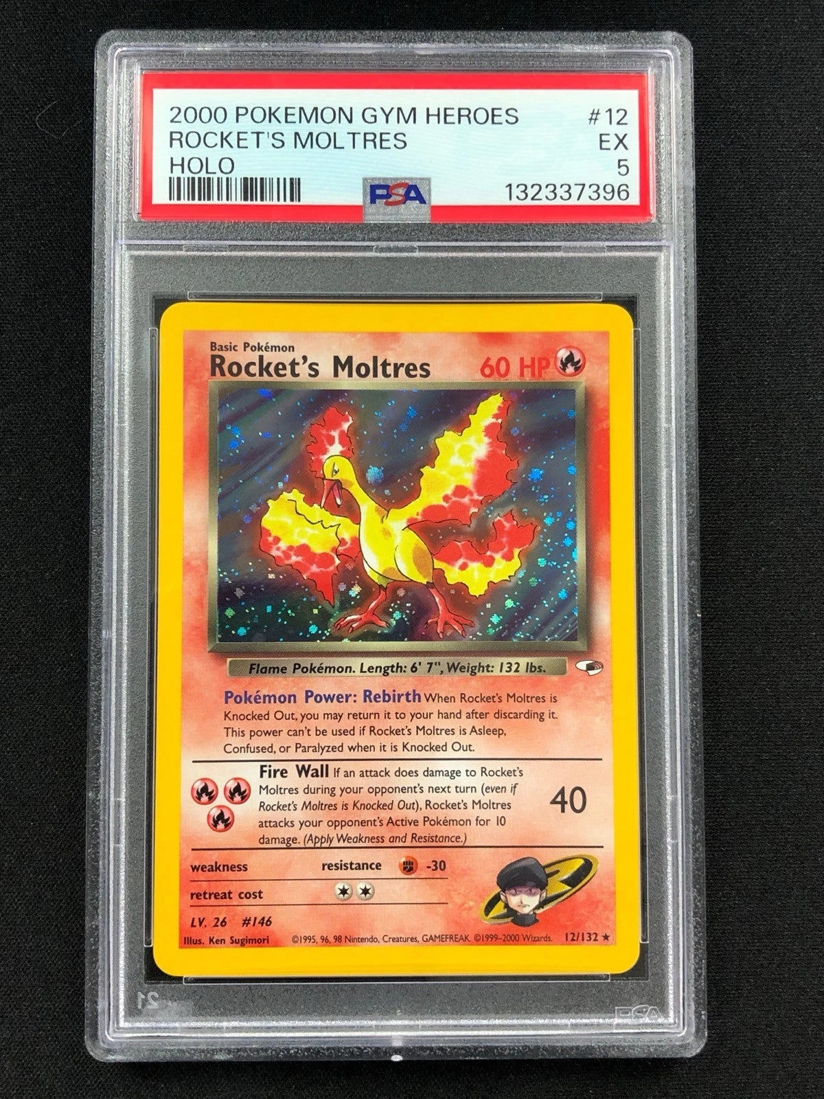 Pokemon 2000 Rocket's Moltres Holo 12/132 PSA 5-1
