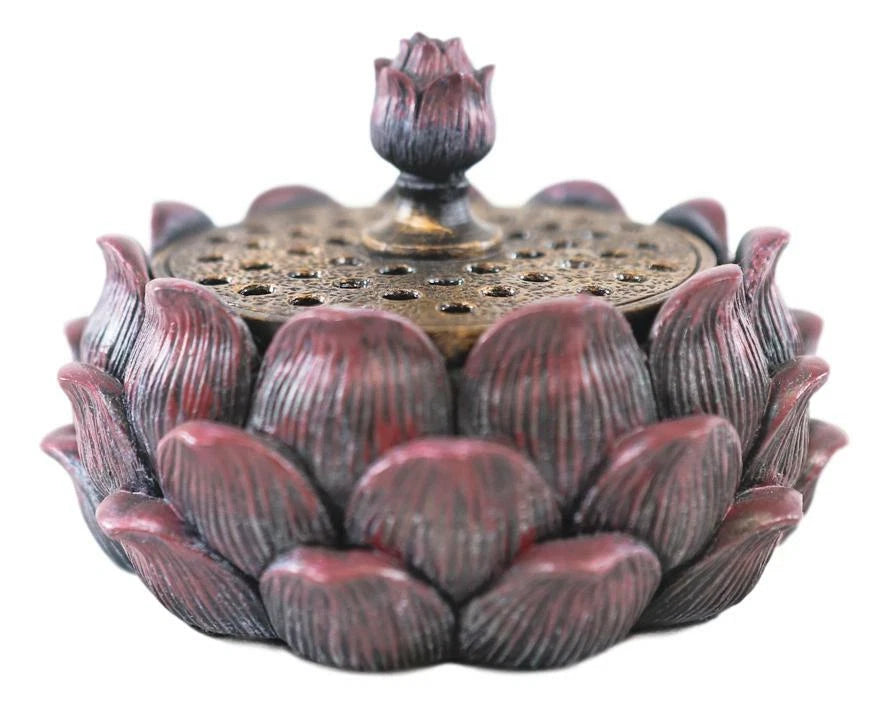 Meditation Of Buddha Lotus Flower Multiple Incense Stick Holder Figurine-8