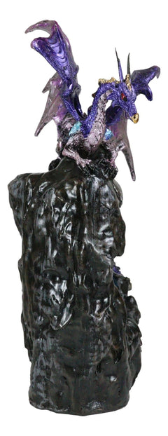 Purple Azure Quartz Dragon On Gemstone Mountain Backflow Incense Burner Figurine-7