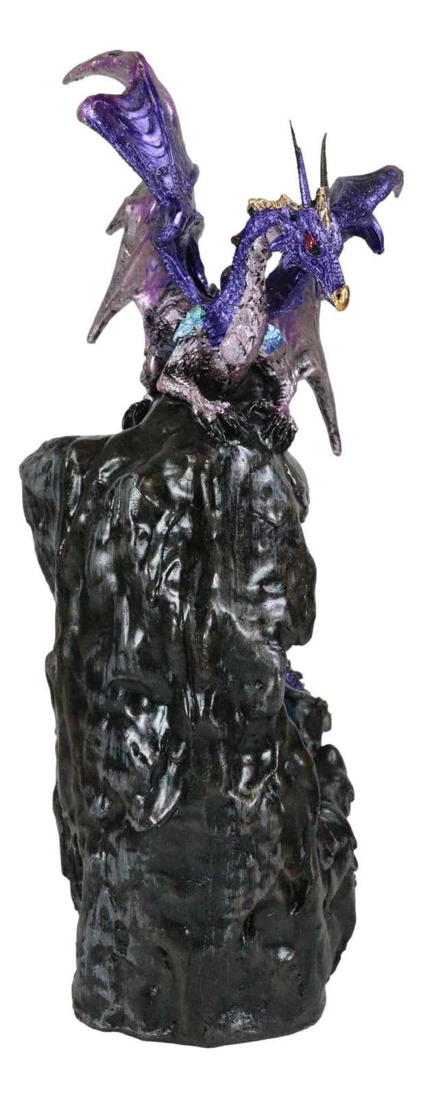 Purple Azure Quartz Dragon On Gemstone Mountain Backflow Incense Burner Figurine-7