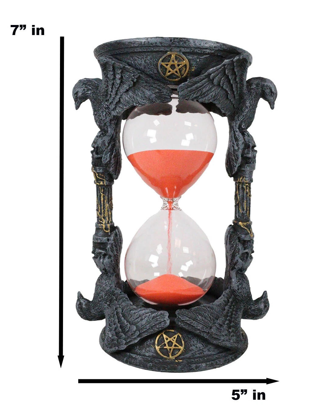 Gothic Alchemy Pentagram Circle Raven Crows Skull Pillars Sand Timer Sandtimer-7