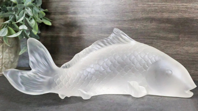 Feng Shui Auspicious Romantic Love Pond Koi Fish Frosted Acrylic Figurine-1