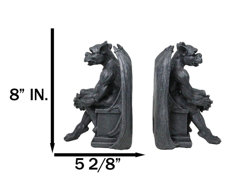 Conjunto de figuras de sujetalibros con gárgolas, centinelas y pedestales de la gárgola gótica de la noche-7