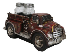Figura de camión de bomberos rojo vintage para salero y pimentero de cristal-7