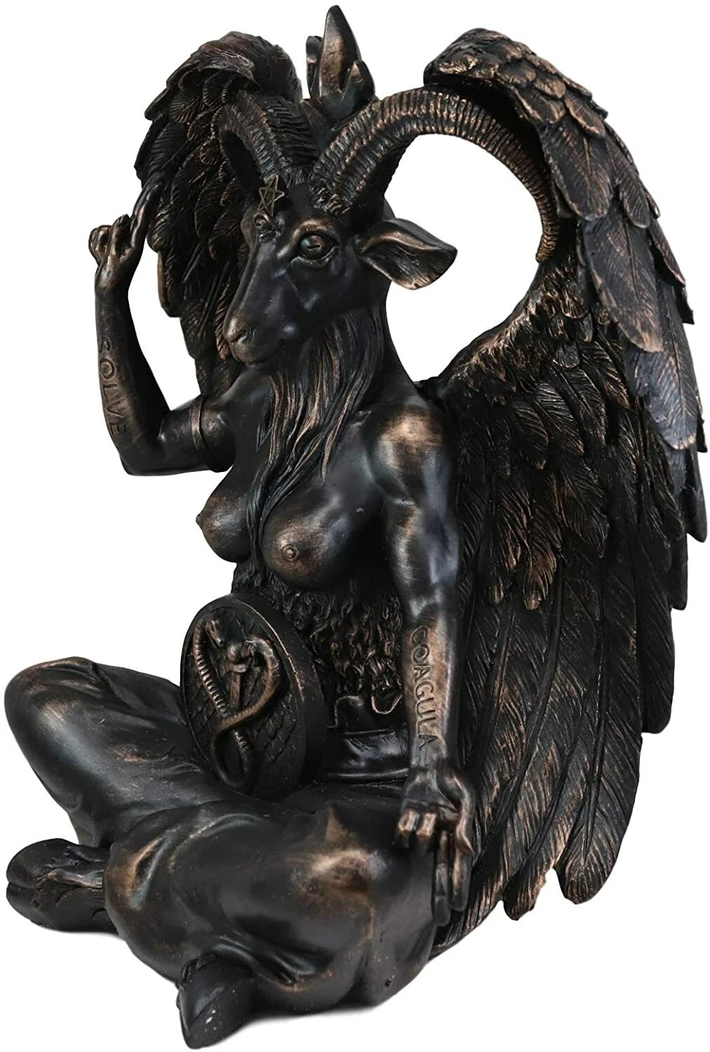 Large 16" Tall Sabbatic Goat Idol Samael Lilith Baphomet Seated Statue-4