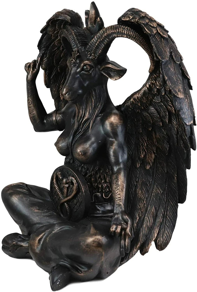 Large 16" Tall Sabbatic Goat Idol Samael Lilith Baphomet Seated Statue-4