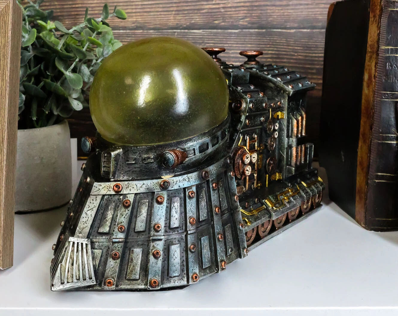 Vintage Locomotive Engine Train Statue with Multi Color LED Light 9.5" L