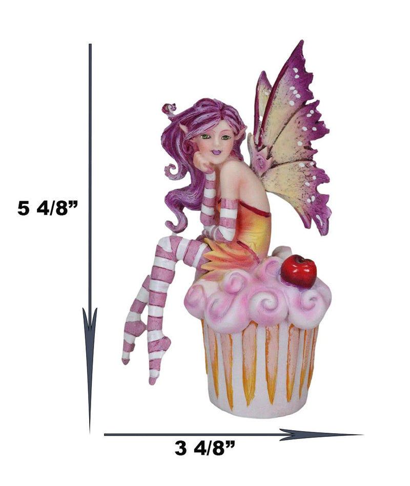 Colorful Amy Brown Pink Cherry Cupcake Fairy Statue Sweet Tooth Collection-9