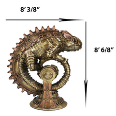 Geared Clockwork Vintage Steampunk Iguana Lizard Coiling On Stand Figurine-9