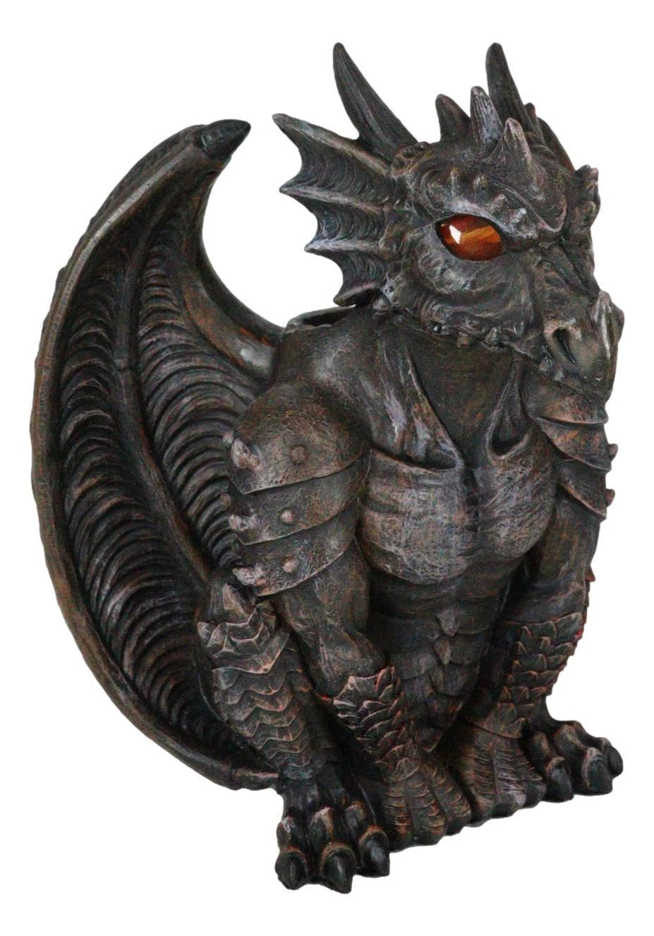 Gothic Winged Dragon Guard Gargoyle With Translucent Eyes Candle Holder Figurine-7