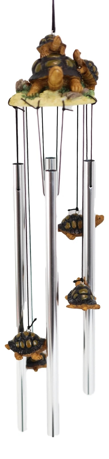 Reptile Brown Giant Tortoise Mother Piggybacking Hatchling Wind Chime-7