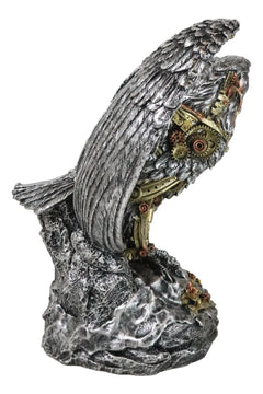 Large Geared Clockwork Steampunk Nano Cyborg Eagle with Open Wings Figurine-8