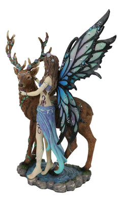 Butterfly Fairy With Stag Figurine Enchanted Forest Faerie Avalon & Emperor Deer-7