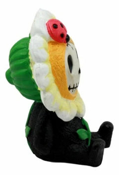 Eco Green Sunflower Daisy Furrybones Figurine 3" H Hooded Costume Skeleton-4
