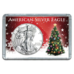 Moneda de plata americana de $1 2011 con diseño de árbol de Navidad-1