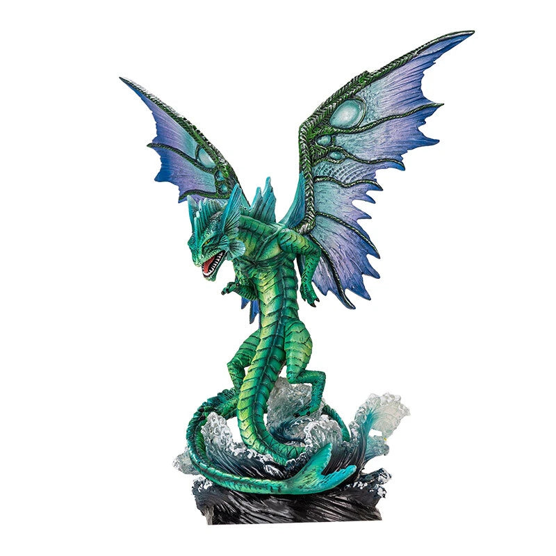 Large Fantasy Elemental Water Dragon Rising Above Sea Waves Collectible Figurine-8