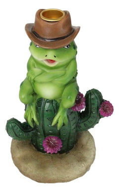 Western Outlaw Cowboy Frog On Cactus Backflow Incense Cone Burner Figurine-8