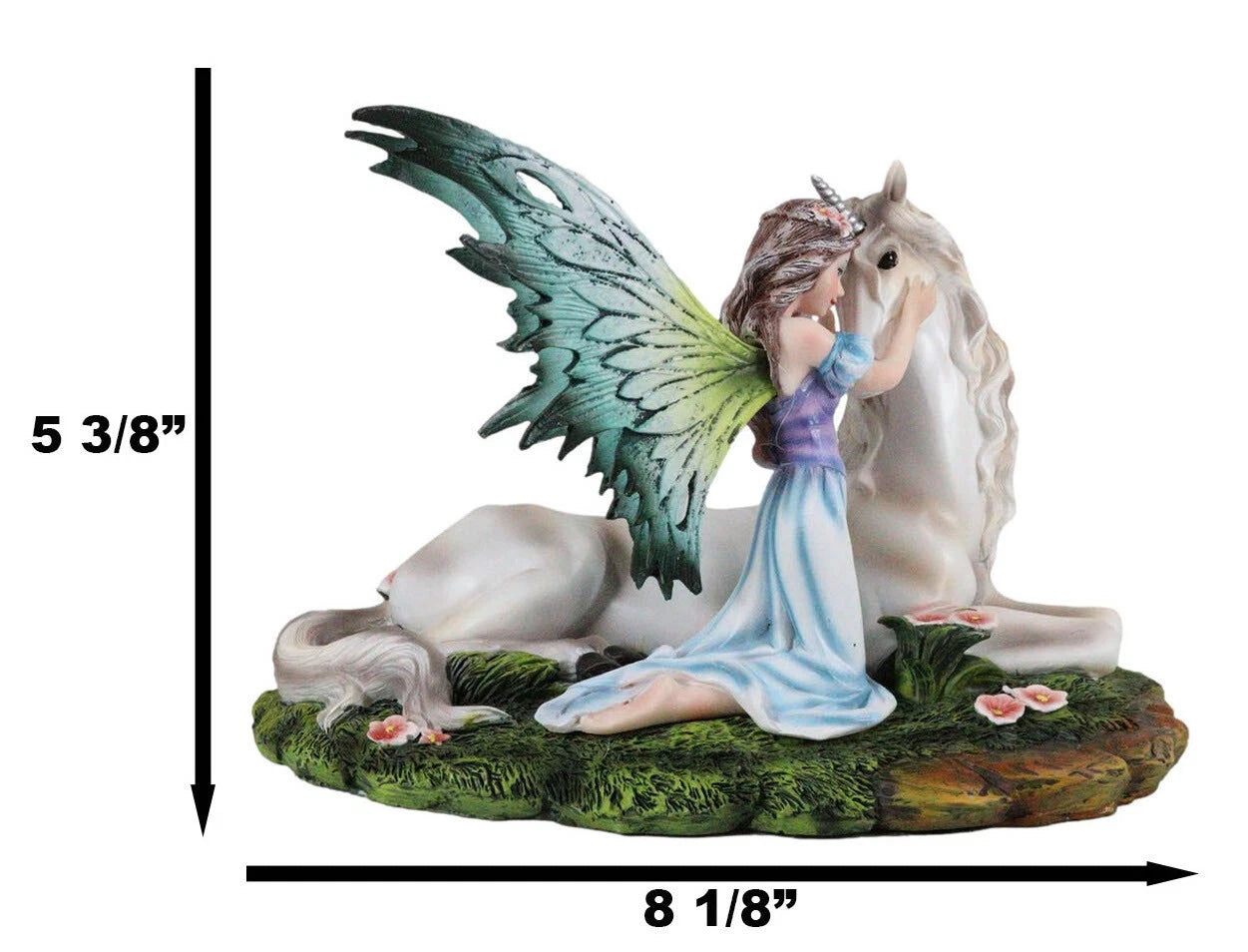 Beautiful Fae Goddess Fairy Princess With Rare Unicorn Friend Statue Magic Decor-7