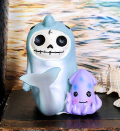 Furrybones Sonar Sea Dolphin Fish With Purple Squid Skeleton Figurine Furry Bone-2