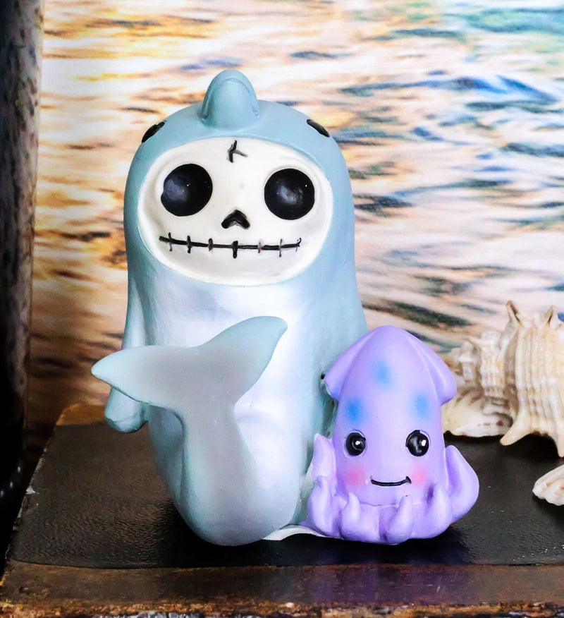 Furrybones Sonar Sea Dolphin Fish With Purple Squid Skeleton Figurine Furry Bone-2