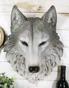 Large Gray Timber Wolf Head Wall Decor Plaque 16.5"Tall Taxidermy Art Decor-1