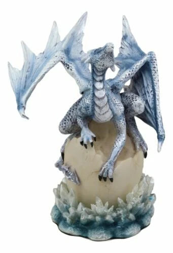 Luna Shylo Arctic Frost Dragon Emerging From Frozen Crystal Egg Hatchling Statue-6