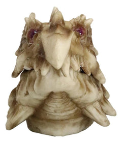 Fossil Dragon Skull Skeleton With Faux Geode Crystal Eyes Incense Burner Box-9