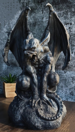 Gargoyle Statue, 12.5" Large Crouching Winged Cathedral Guardian Sculpture, Gothic Home Decor for Garden, Patio, Mantle, or Fantasy Display-8