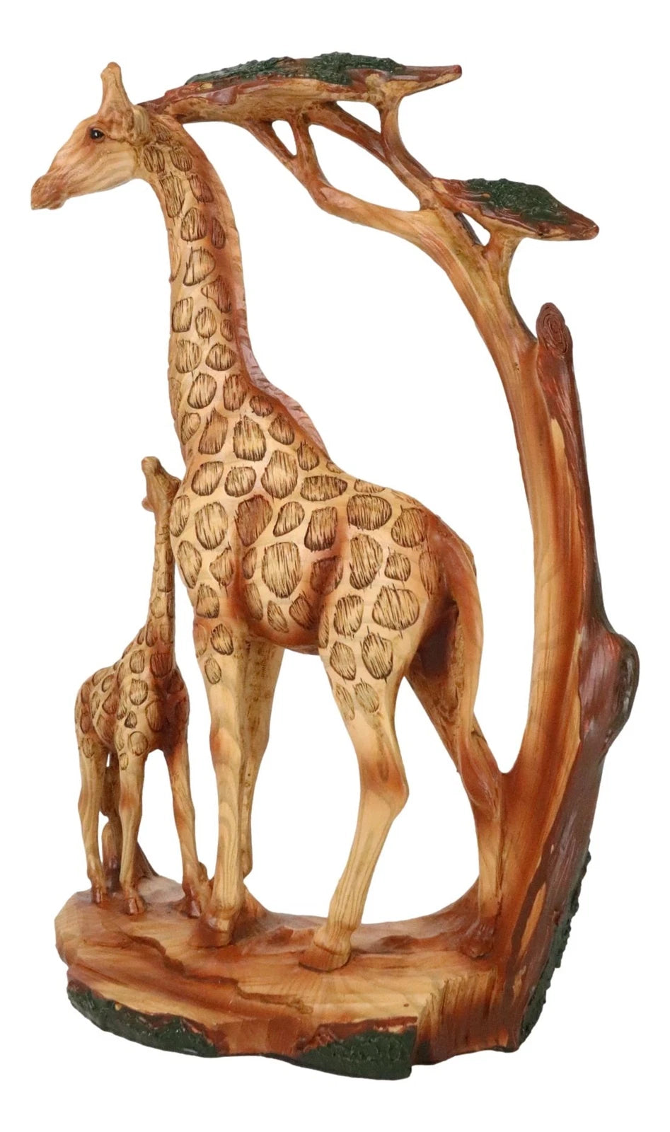 Safari Savannah Giraffe Family In Scenic Forest Faux Wooden Cutout Figurine-8