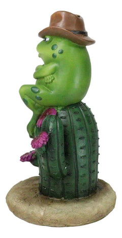 Western Outlaw Cowboy Frog On Cactus Backflow Incense Cone Burner Figurine-9