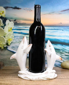 Antique White Ocean Marine Great White Sharks Rising Above Water Wine Holder-2