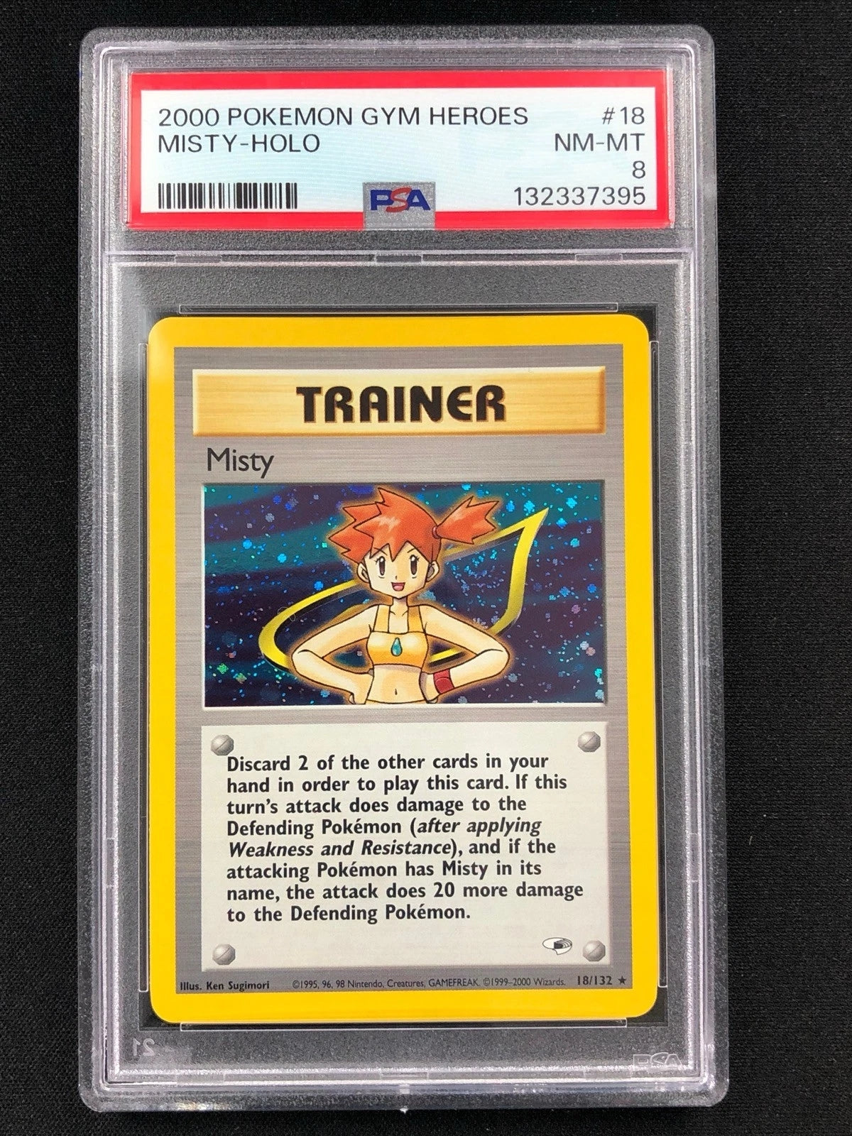 Pokemon 2000 Misty Trainer Holo + Swirl! 18/132 PSA 8