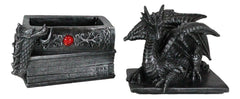 Medieval Fantasy Dragon Guardian of Knowledge Secret Trinket Box Figurine 8.25"H-8