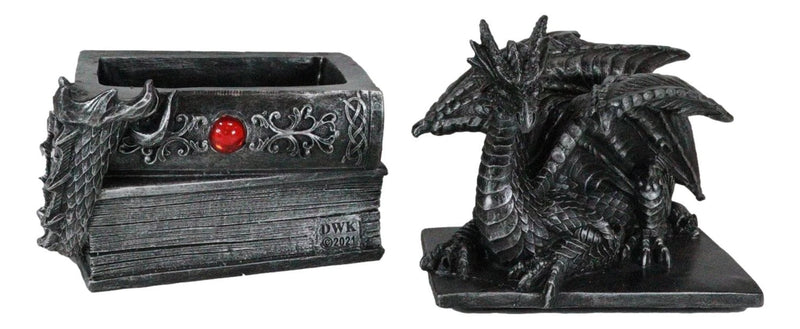 Medieval Fantasy Dragon Guardian of Knowledge Secret Trinket Box Figurine 8.25"H-8