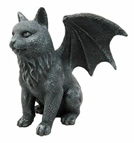 Gothic Guardian Winged Feline Cat Vampire Gargoyle Desktop Paperweight Figurine-2