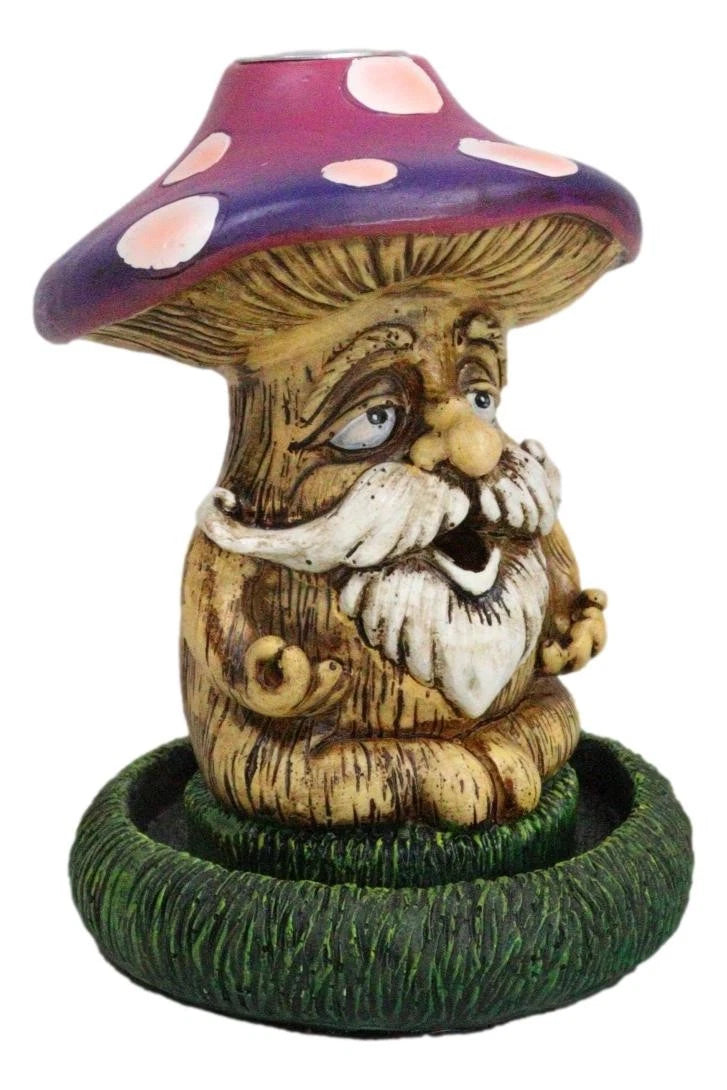 Whimsical Purple Toadstool Mushroom Greenman On Greens Backflow Incense Burner-10
