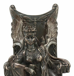 Celtic Goddess Of Fertility Maeve Seated On Throne Statue 11"H Medb Maev Decor-5