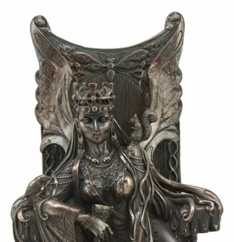 Celtic Goddess Of Fertility Maeve Seated On Throne Statue 11"H Medb Maev Decor-5